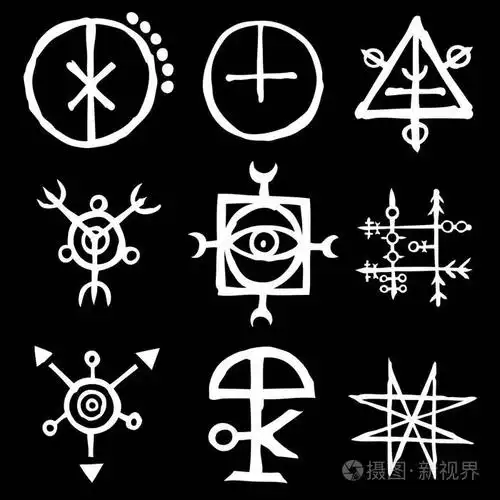 神秘的设置与魔法圆圈五角星和想象的脉轮符号.