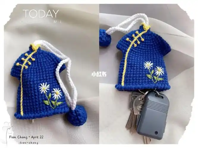 次91总算有点像样了*图解来自@水飞蓟#钩针编织   #刺绣   #钥匙包