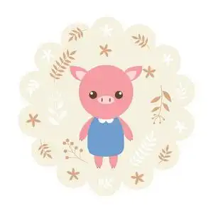 矢量图卡通, 吉祥物.可爱, 有趣的设计.花卉背景上的可爱动物.