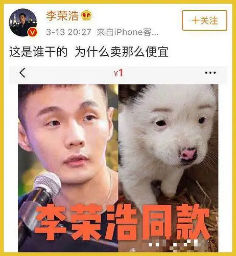 小小的眼睛,给了李荣浩更广阔的天地:搞笑博主.▼