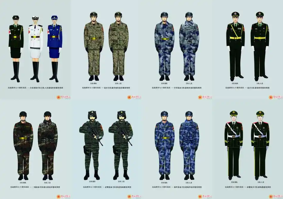 大阅兵军服设计图样曝光 多地形迷彩好看神奇