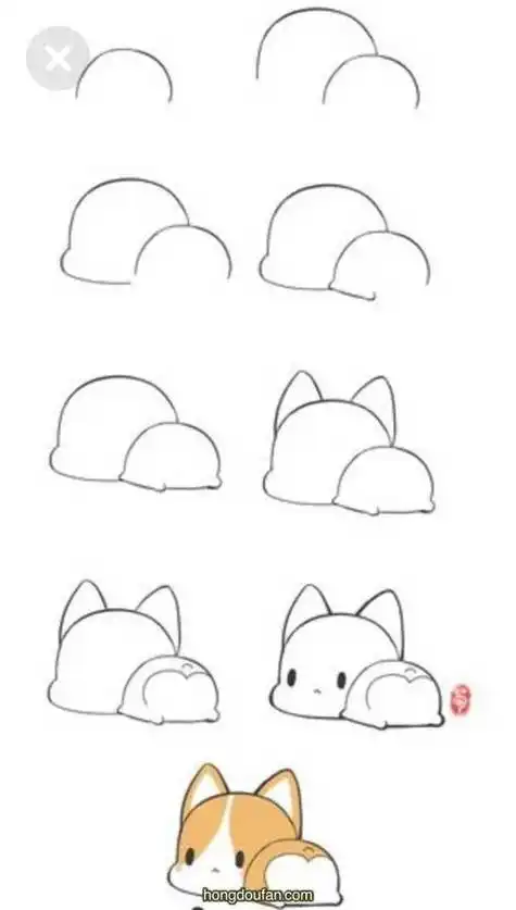 卡通可爱宠物小元素小狗小狗简笔画手绘小元素简单绘画教程