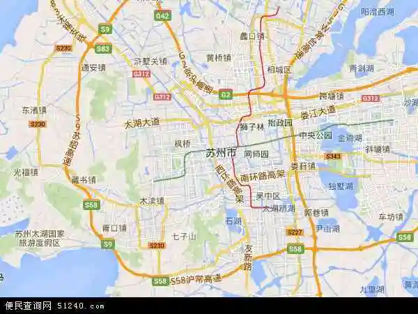 中国江苏省苏州市虎丘区地图(卫星地图)