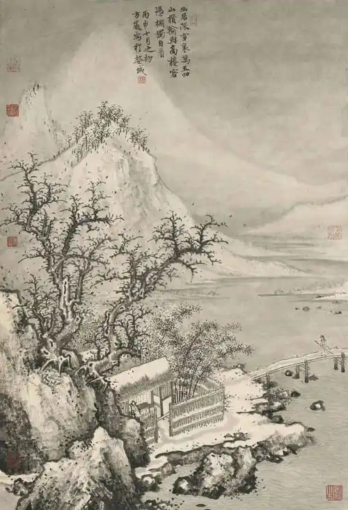 山水图 100×75cm 纸本水墨 2016年方严的师法对象除了宋元精粹之外