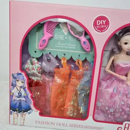 81cm大礼盒三公主乐乐芭比娃娃套装多关节换装洋娃娃饰品女孩玩具