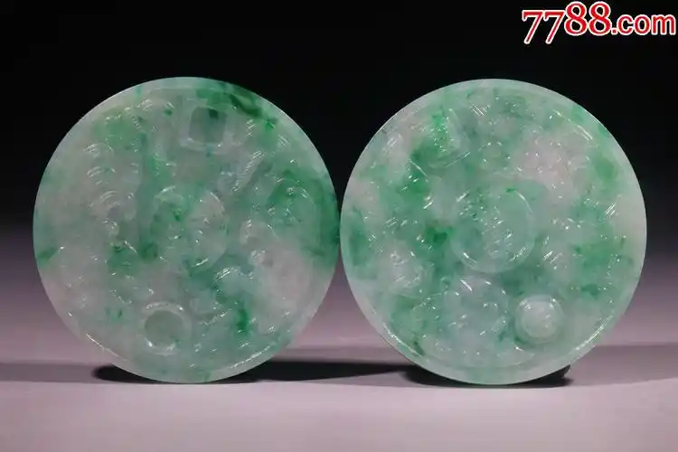 翡翠比翼双飞圆牌一对