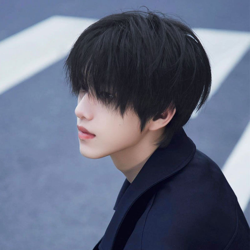 假发男短直发韩系微分碎盖日常可斜可齐刘海短发逼真帅气全头套式