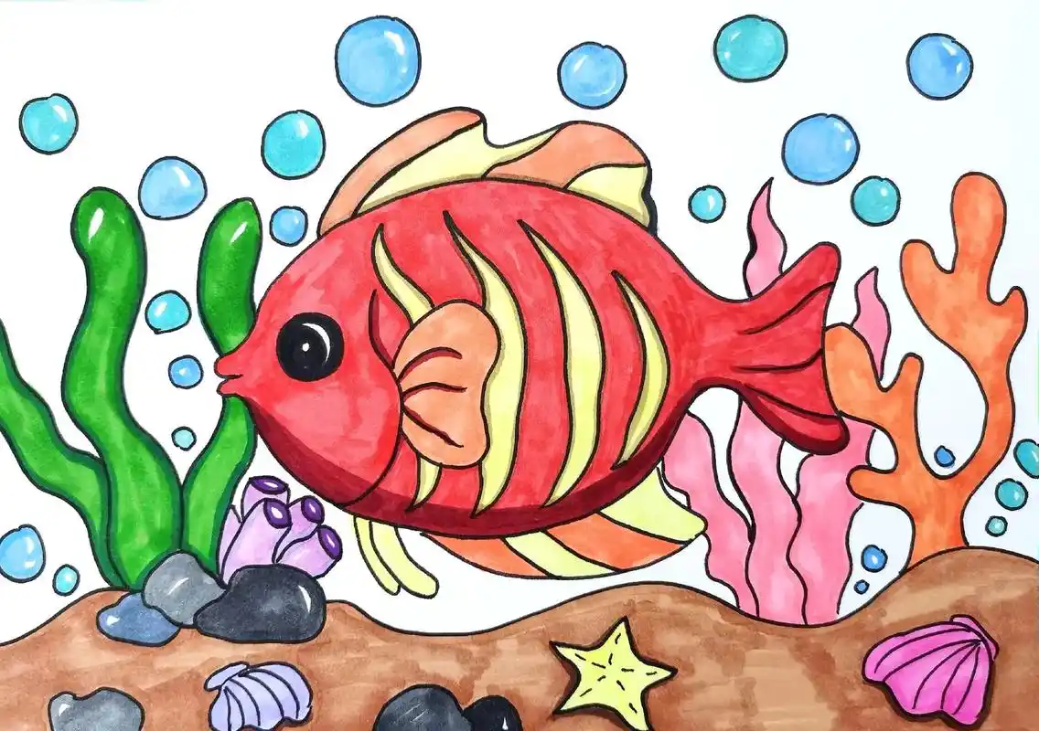 海底世界儿童创意画,简单又好看,快来画一画吧!#创作灵感 # - 抖音