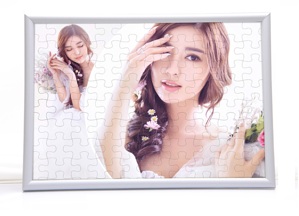 包邮12寸a4拼图120片拼图pvc相框diy来图定制明星相片礼物定做