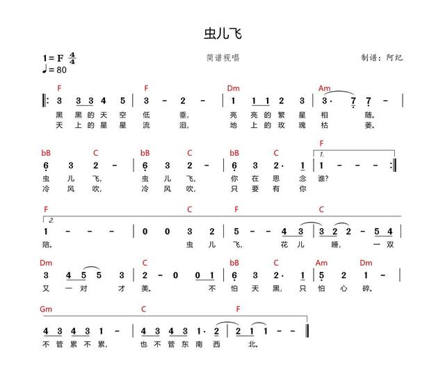 《兰花草》,《虫儿飞》,《青春舞曲》简谱