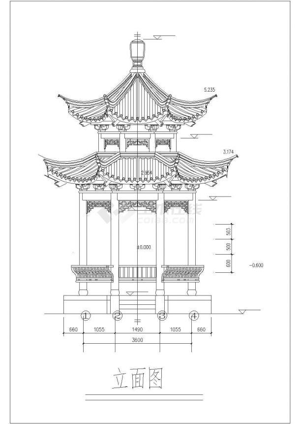 某景区重檐八角亭建筑设计施工图纸