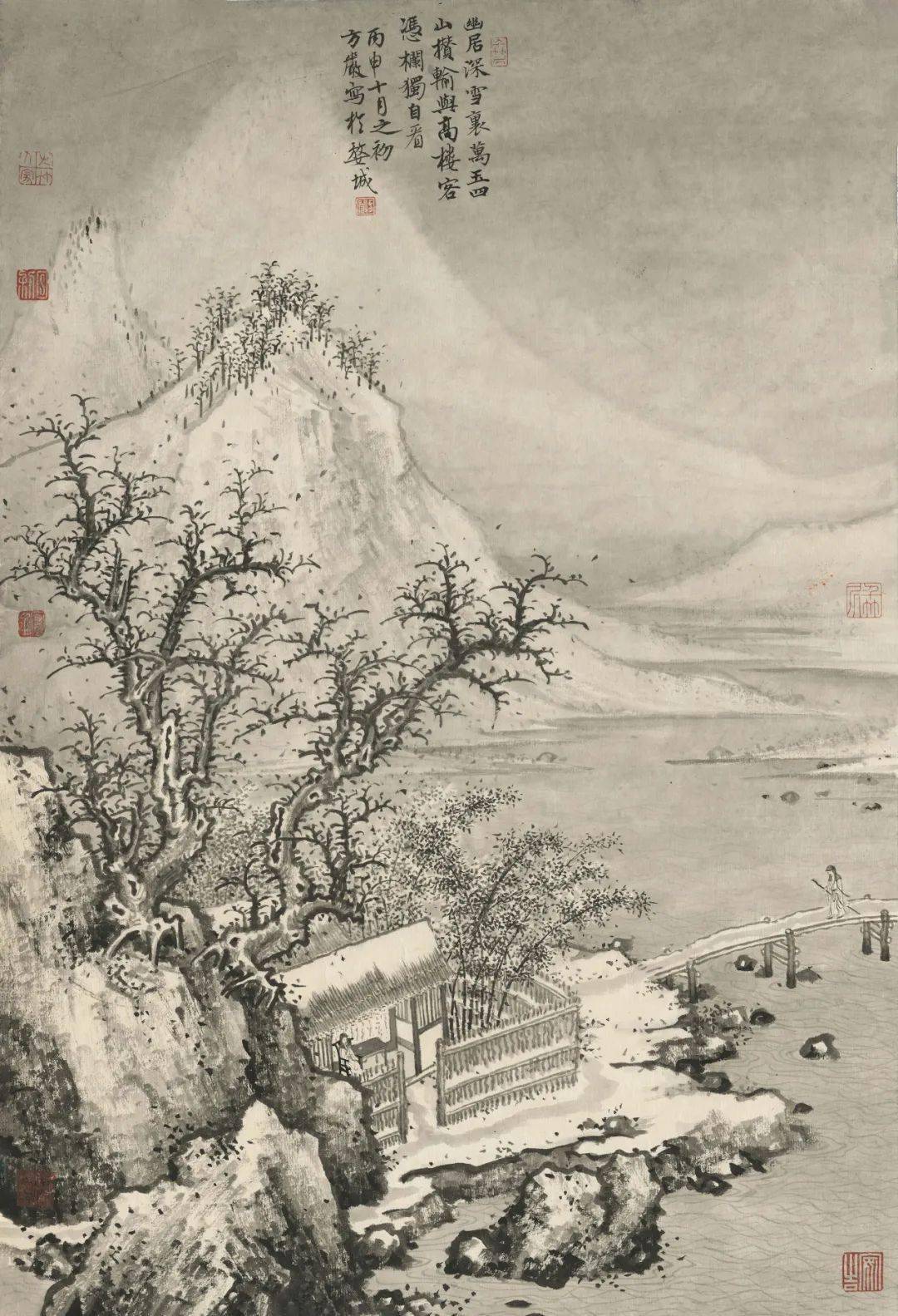 山水图 100×75cm 纸本水墨 2016年方严的师法对象除了宋元精粹之外