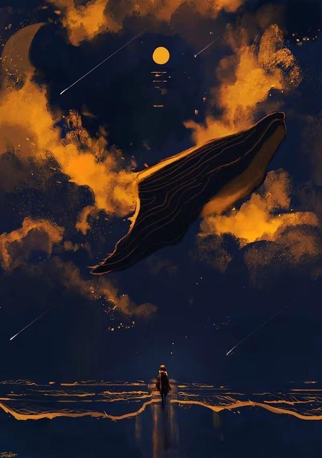 一鲸落,万物生.韩国画家9jedit笔下绝美治愈鲸鱼画作