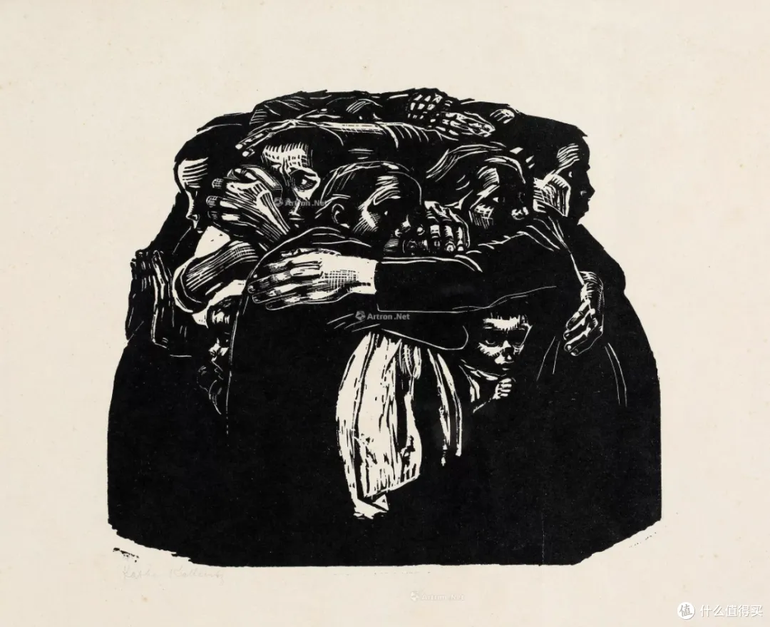 1921-1922年作 母亲系列之六《穷人的悲剧》 木版画 24×33cm  2017